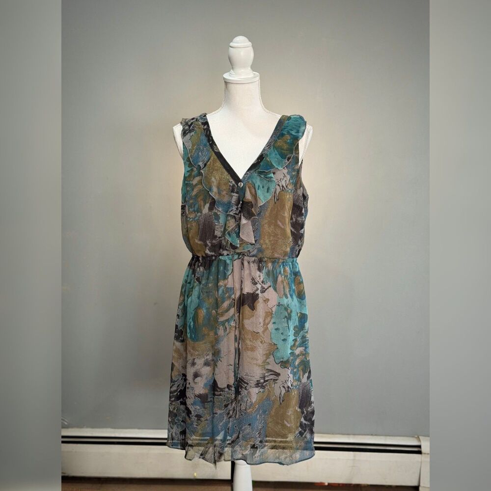 Multicolor LOFT Outlet Sleeveless Ruffle Dress Size L EUC